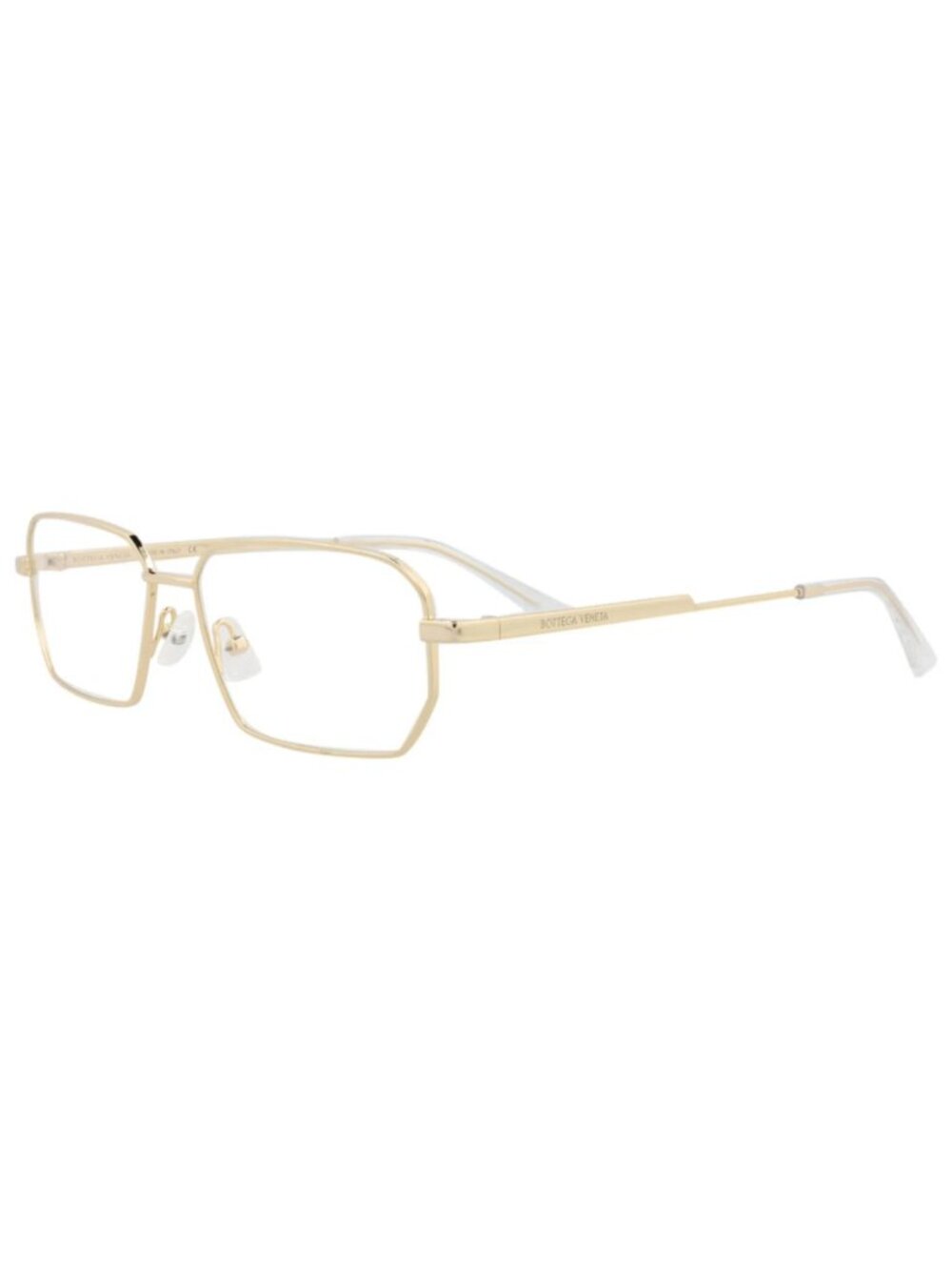 New Bottega Veneta Women's Eyeglasses Square Rectangle Metal Frame Unisex Gold